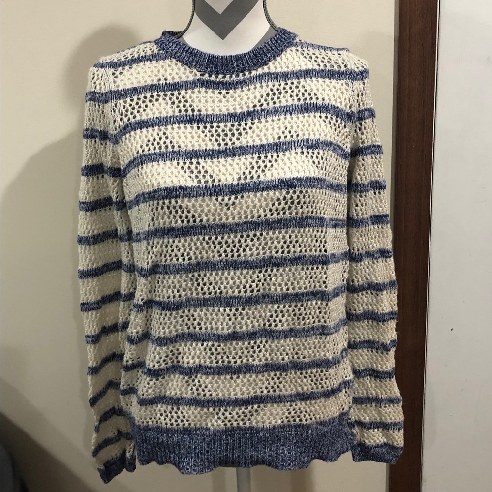 Blue and cream knit sweater